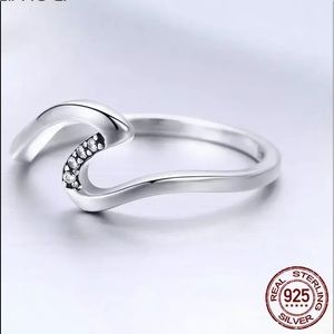100% 925 Sterling Silver Geometric Wave Ring